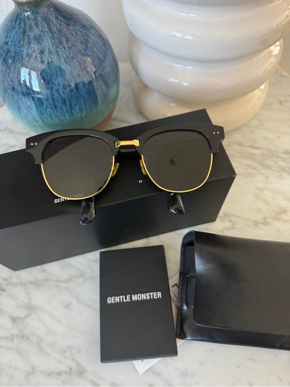 GENTLE MONSTER Second Boss Sunglasses with Black Soft Case